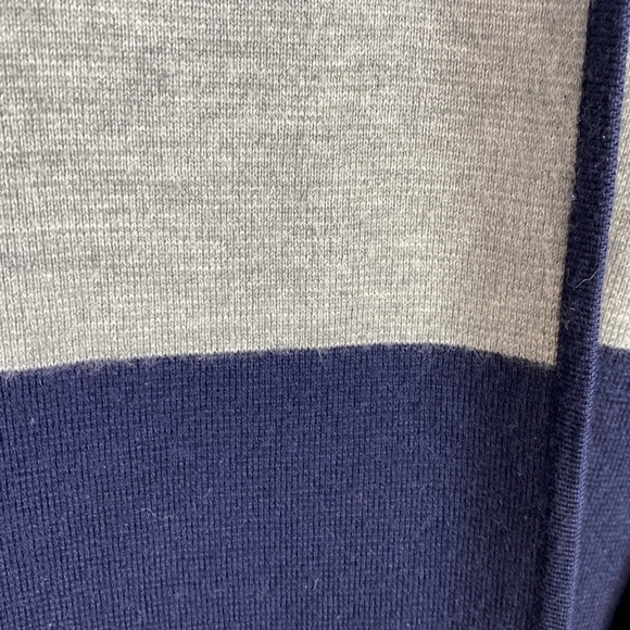 Talbots MP Merino Wool Blend Open Front Long Line Color Block Navy/Gray Cardigan - Picture 3 of 5